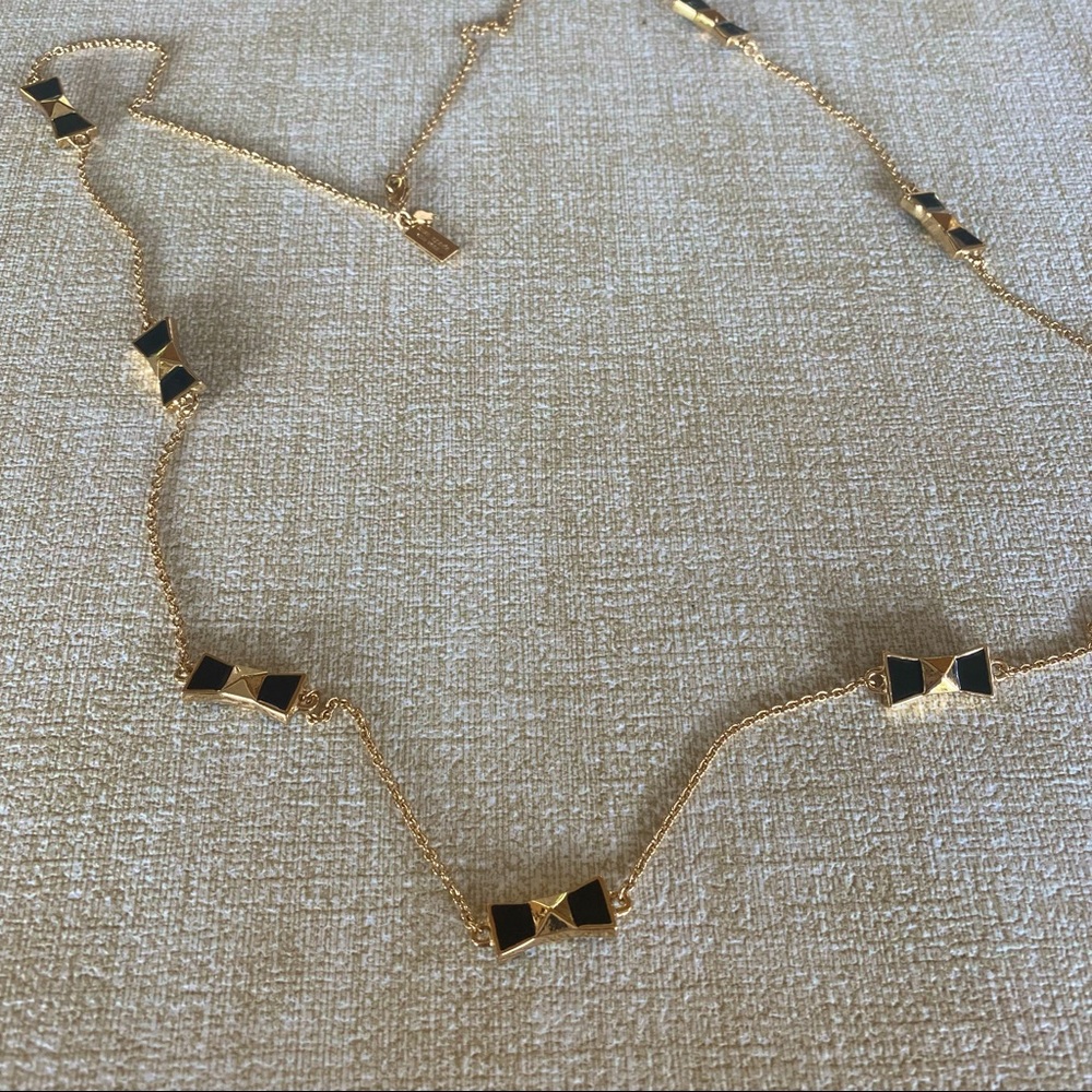 Kate spade vintage black and gold bow necklace